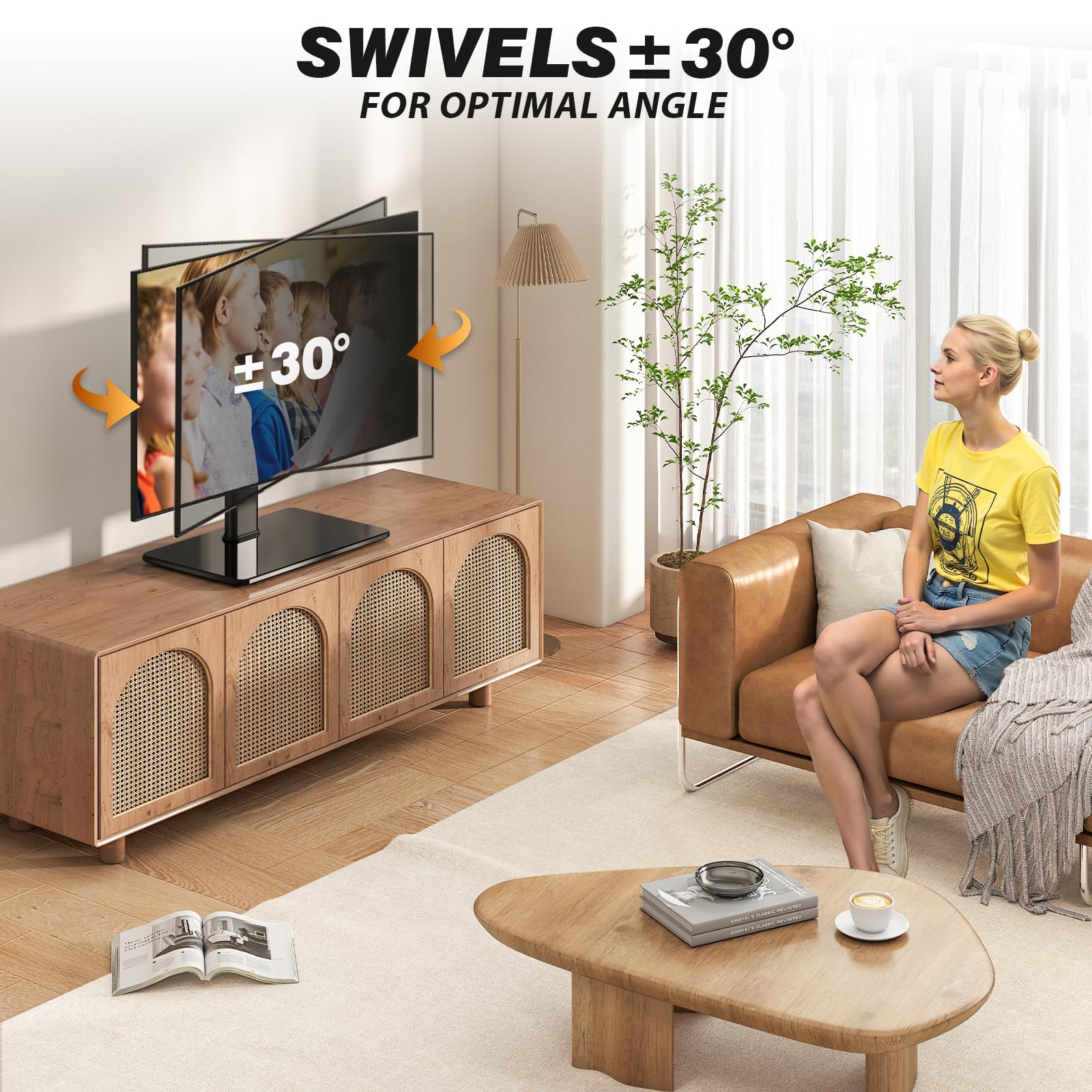 5Rcom swivel capability offers 60° viewing angles for flexible seating.