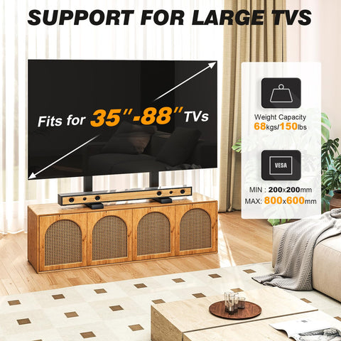 5Rcom built-in cable management keeps wires tidy behind the TV.