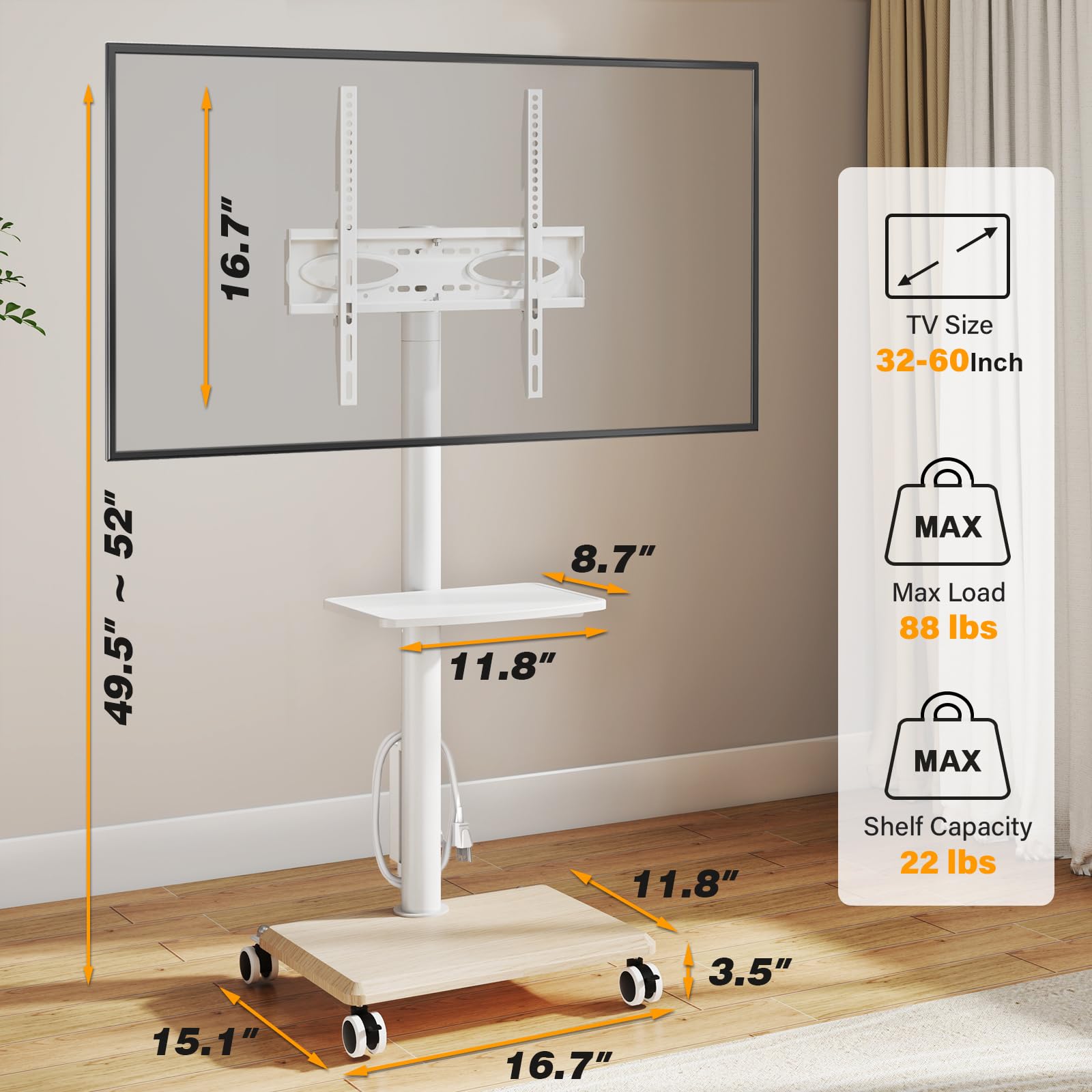 5Rcom universal 32-60 inch TV shelf compatible with most rooms