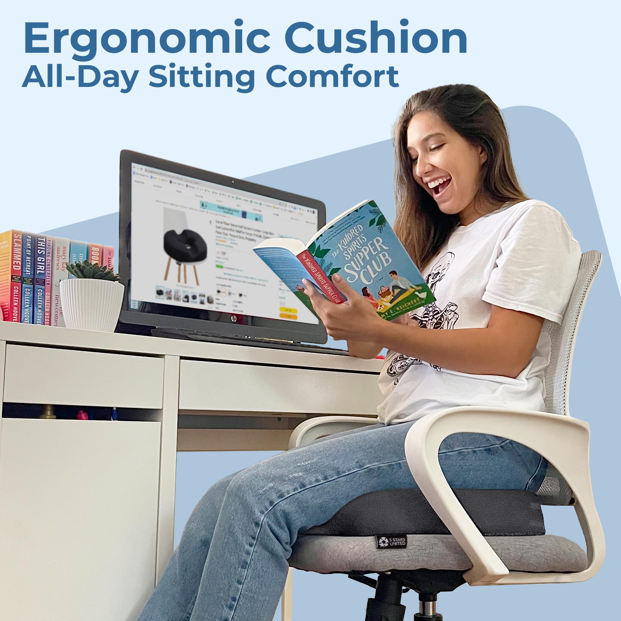 Breathable mesh cover on the 5 Stars United Donut Pillow keeps you comfortable.