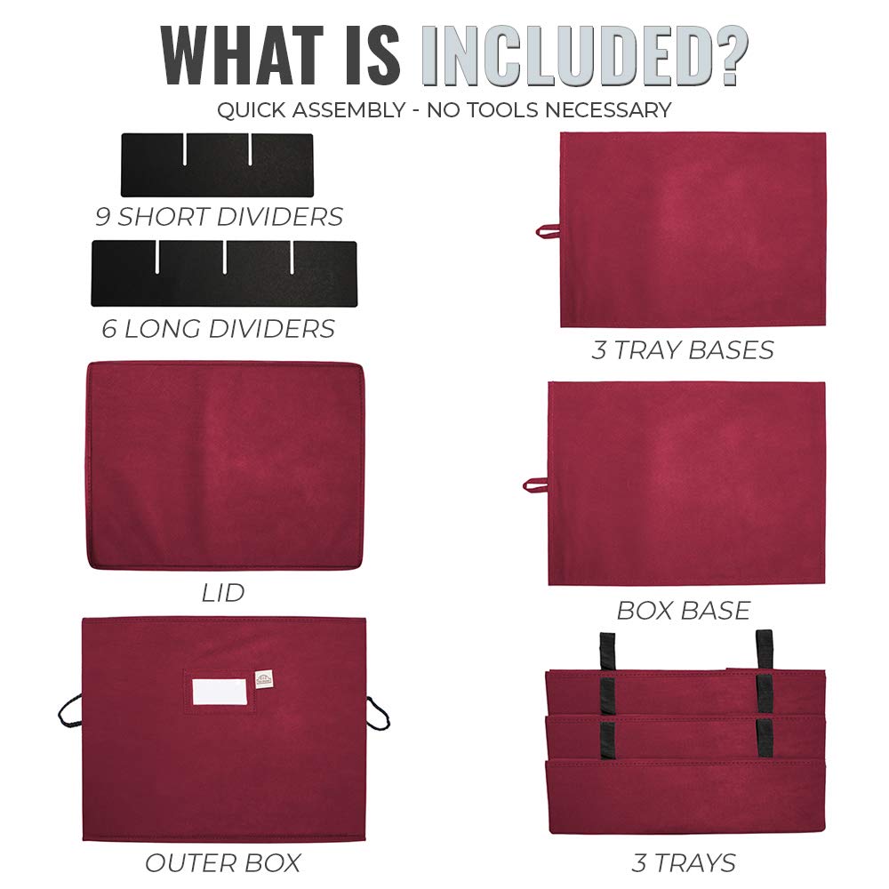612 Vermont durable cardboard with non-woven lining protects delicate ornaments during storage.