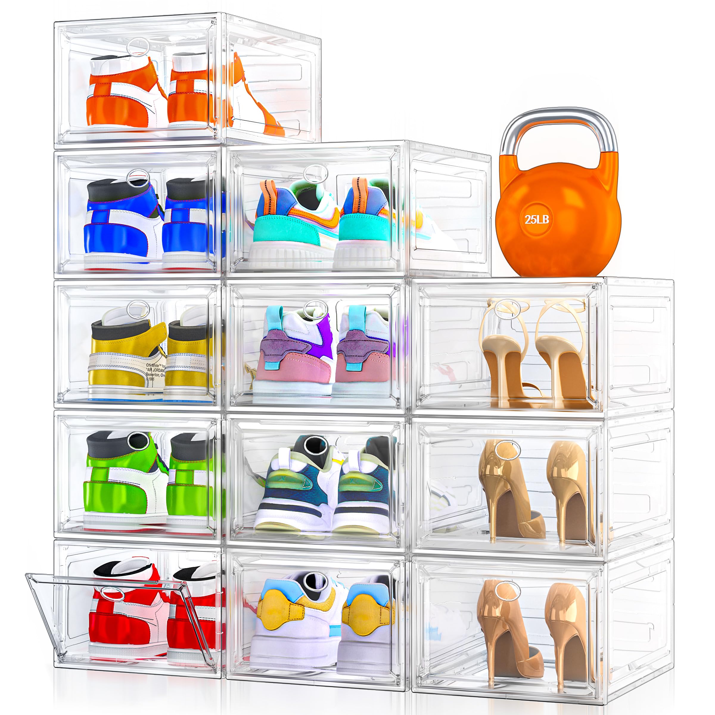 7-code clear shoe storage with magnetic door for quick access and visibility