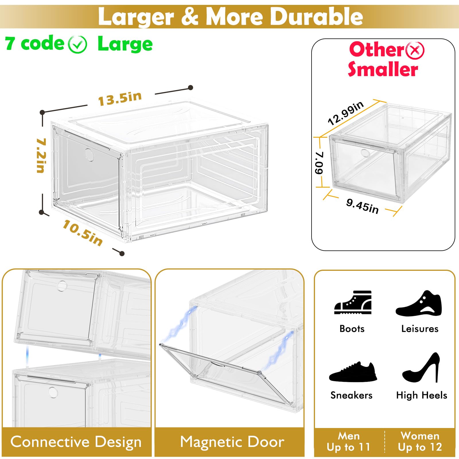 7-code clear shoe storage with interlocking pegs for stable multi-layer shelves