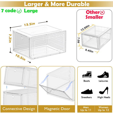 7-code clear shoe storage with interlocking pegs for stable multi-layer shelves