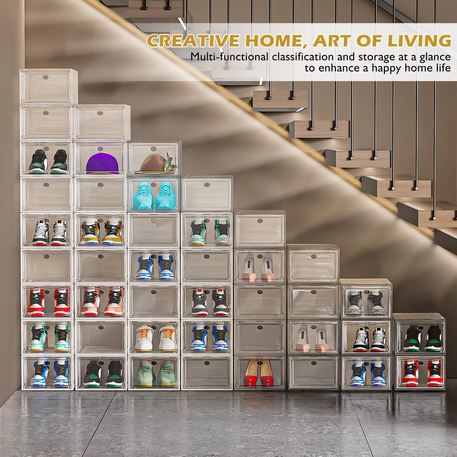7-code clear shoe storage stackable design saves space and organizes footwear