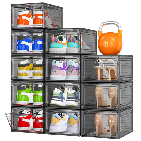 7-code 12-pack clear shoe storage with magnetic door for easy viewing