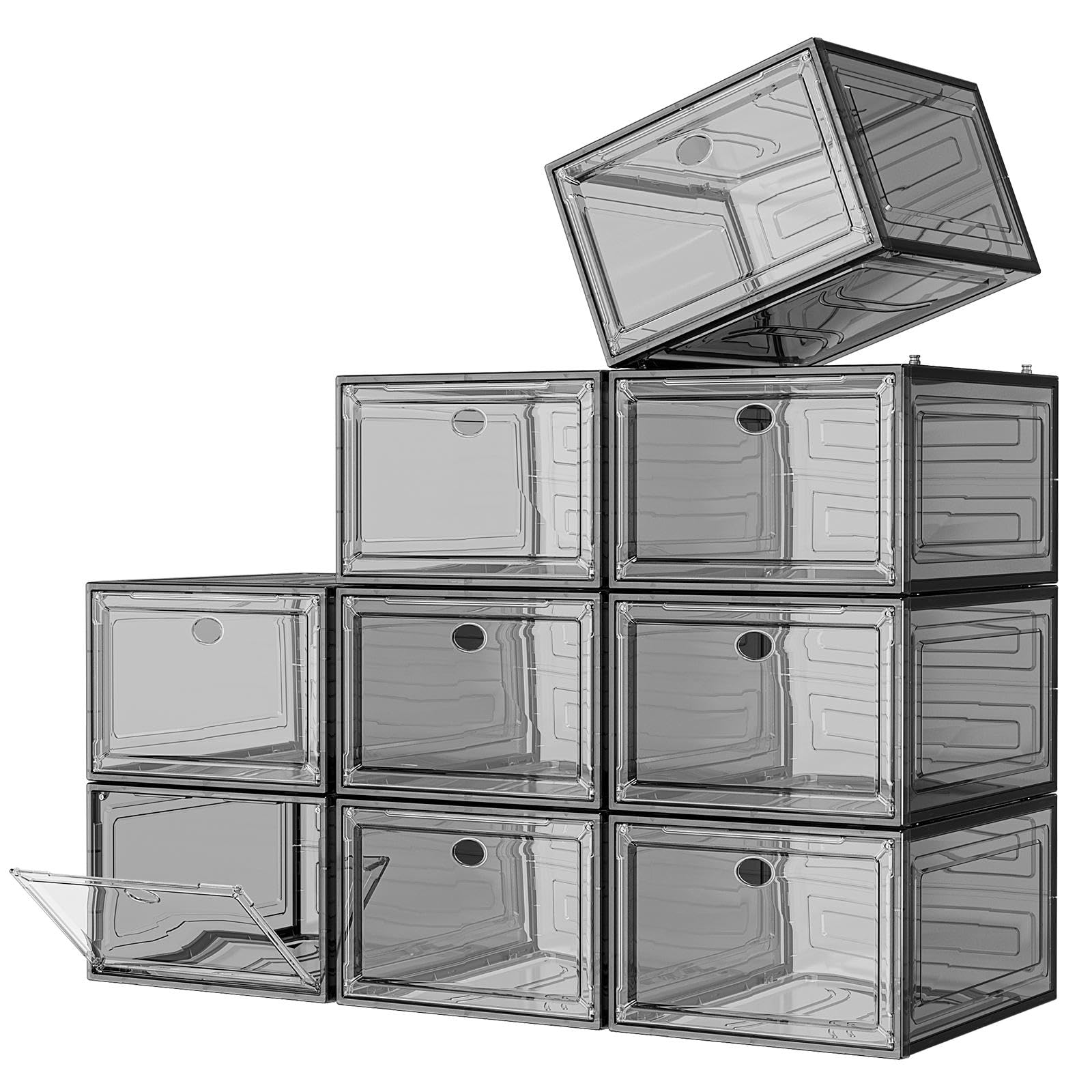 7 code large clear shoe box with front door for easy visibility and organization