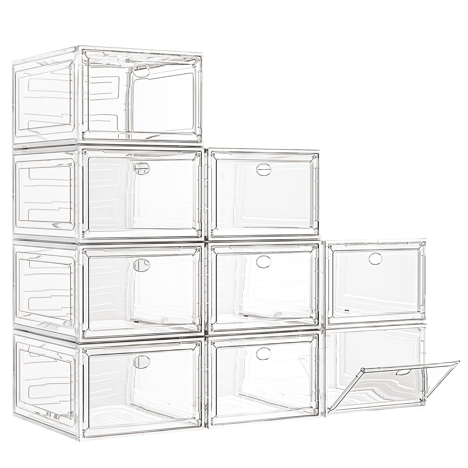 7 code large clear shoe boxes front view for quick item recognition