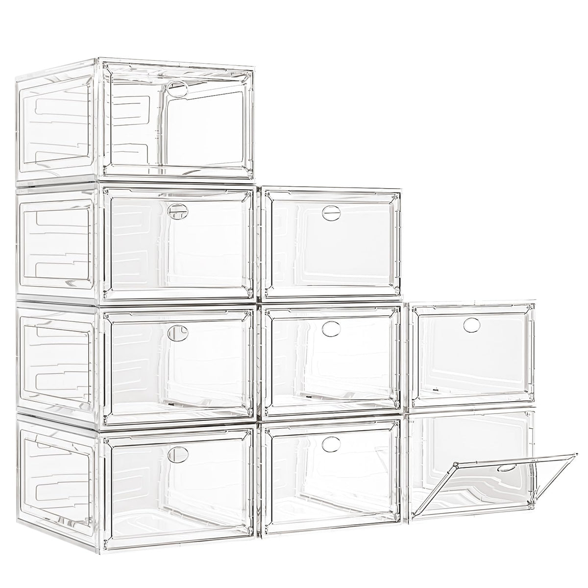 7 code large clear shoe boxes front view for quick item recognition