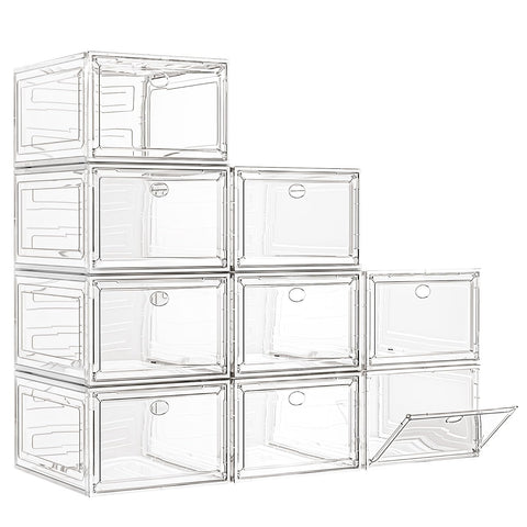 7 code large clear shoe boxes front view for quick item recognition