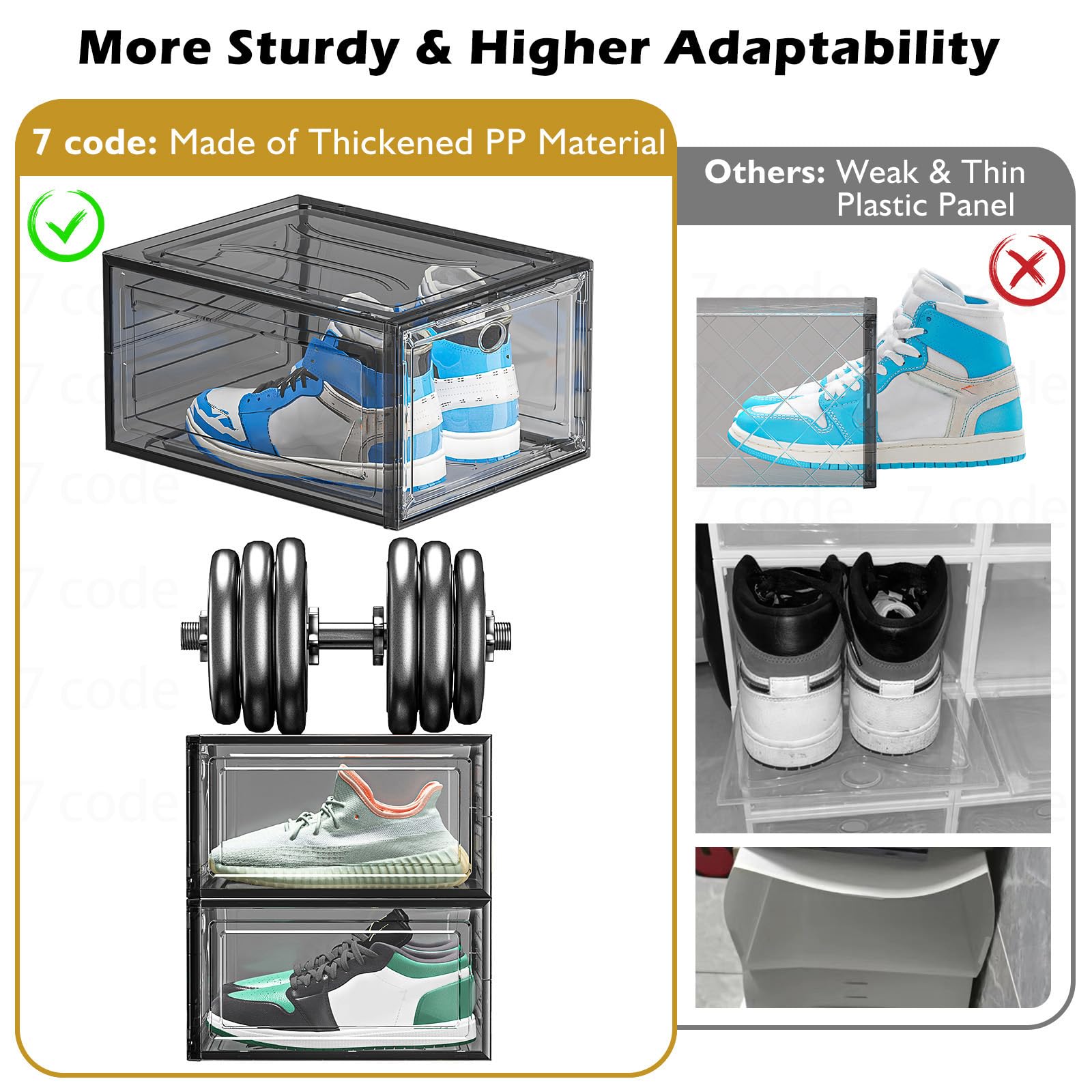 7 code six pack storage set fits multiple shoe sizes and items