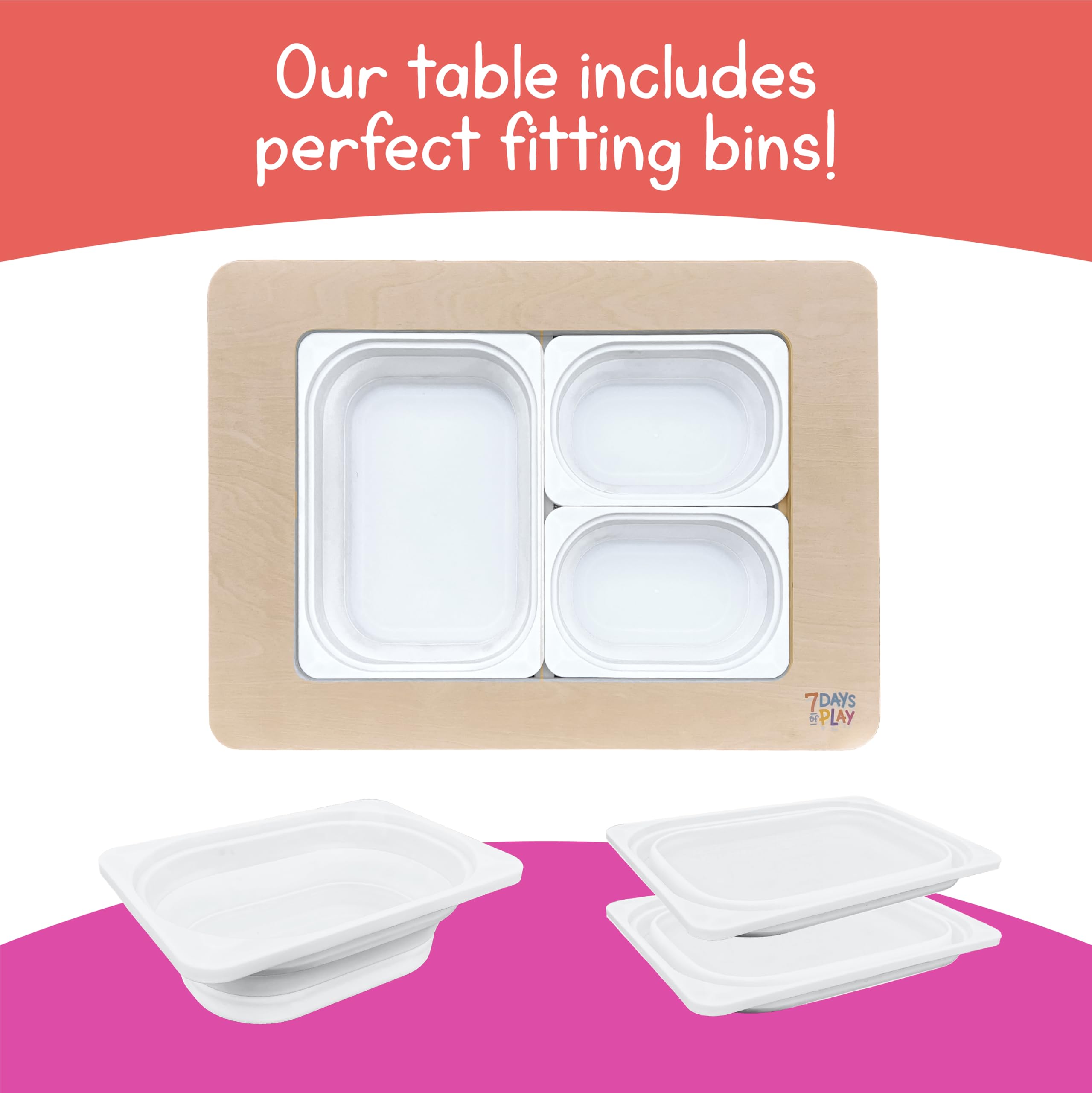 7 Days of Play sensory table bins removed for texture exploration and pouring