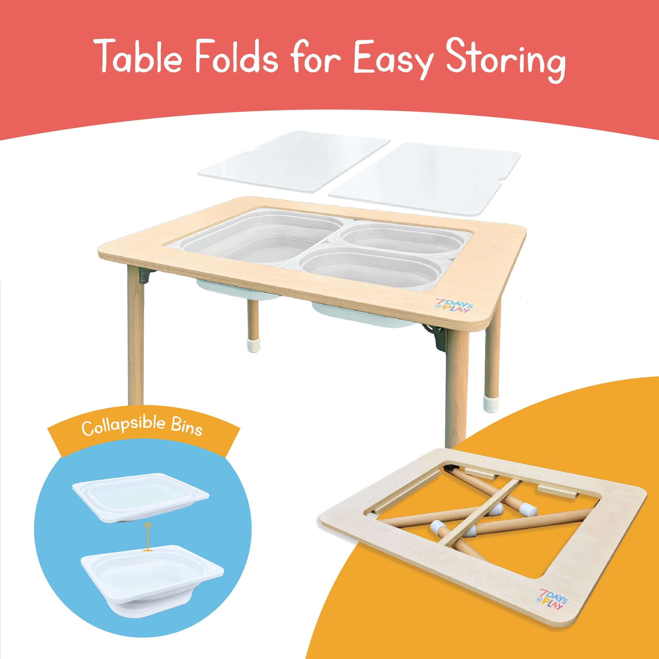 7 Days of Play sensory table lid showing whiteboard surface for drawing