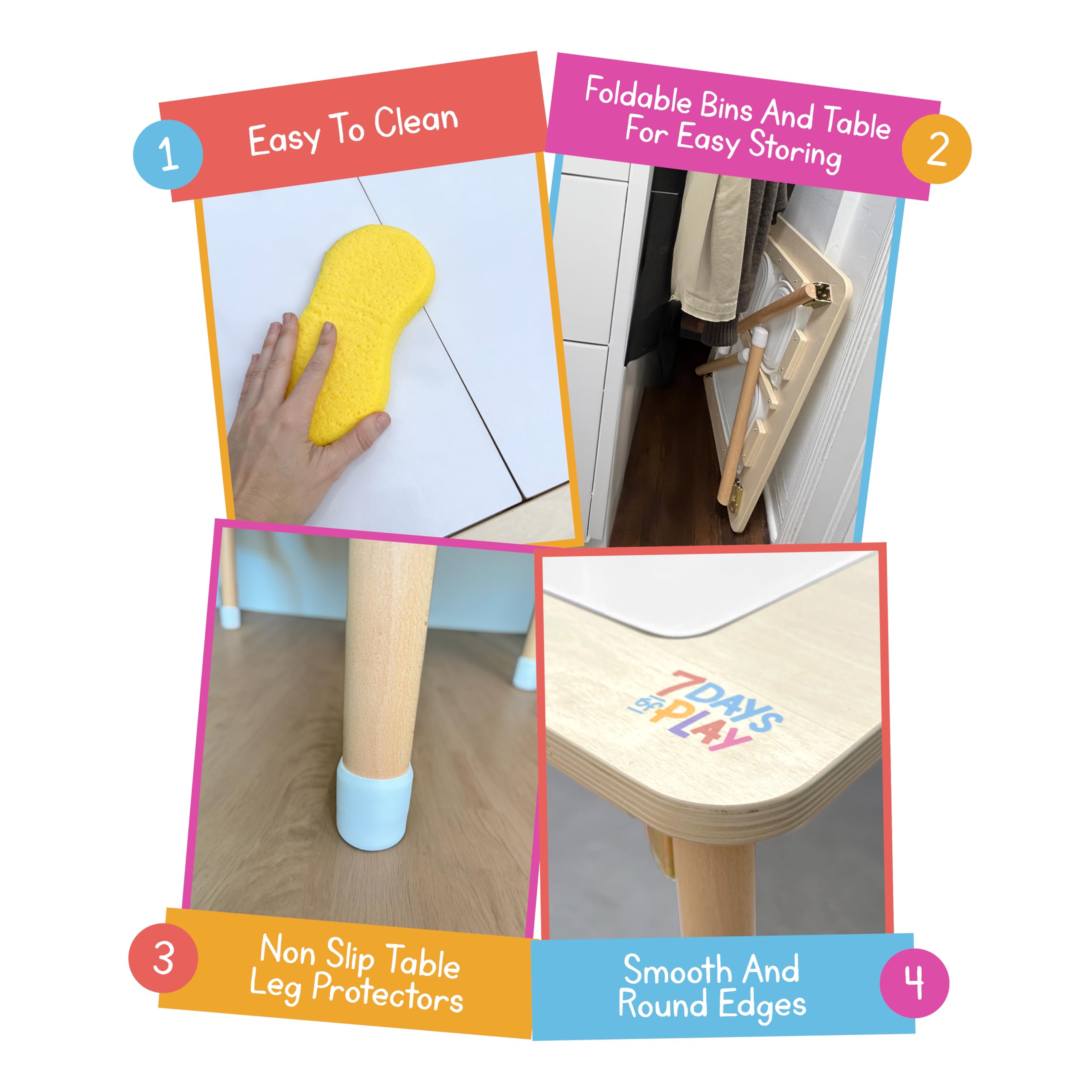 7 Days of Play sensory table smooth surface for easy cleaning after messy play