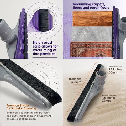 848 Store carpet brush lifts debris on tile, wood, and vinyl floors.