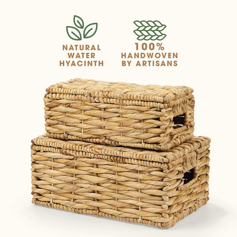 84ECO natural wicker baskets on a table, versatile for crafts and toys