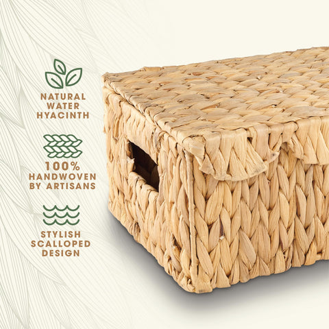 84ECO wicker storage boxes with lids perfect for routers and cords