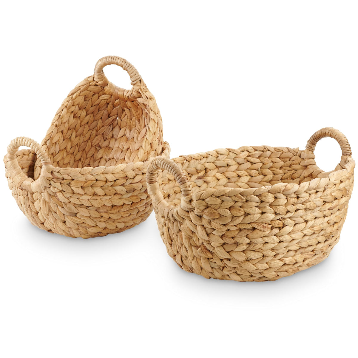 84ECO set of 3 wicker storage baskets, large 12.6-inch, open view for organized living spaces