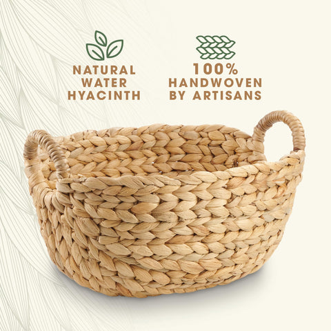84ECO wicker baskets with built-in handles, convenient transport and versatile room decor