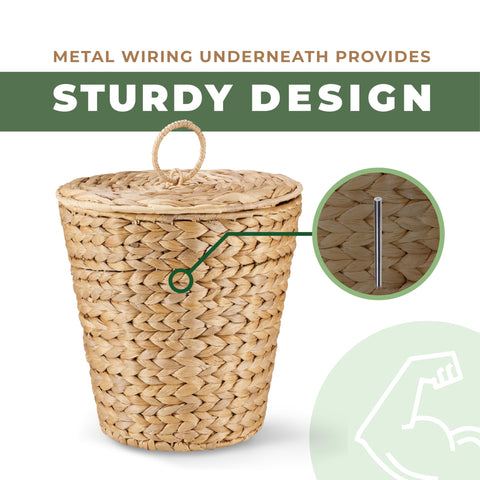 84ECO wicker trash can suits bathrooms, bedrooms, kitchens, and living spaces.