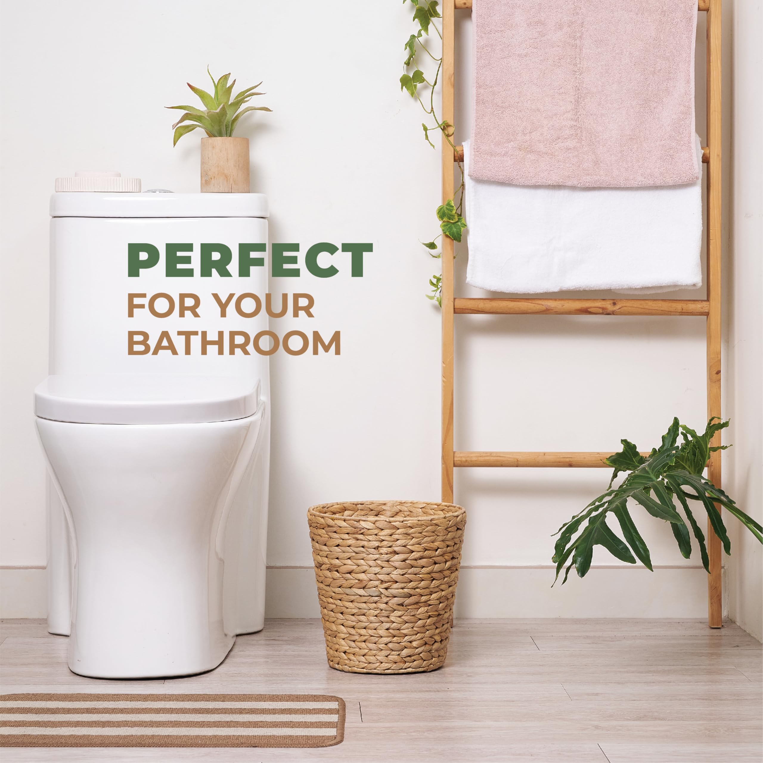 84ECO wicker trash can in bedroom, natural texture enhances decor.