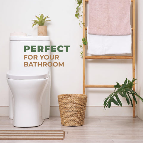 84ECO wicker trash can in bedroom, natural texture enhances decor.