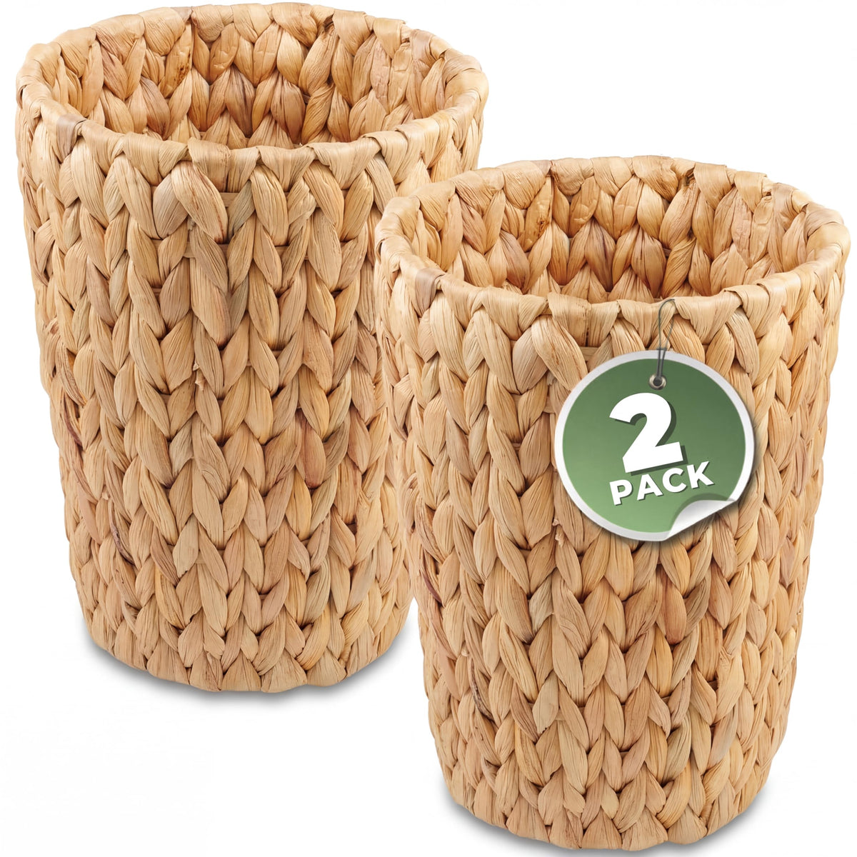 84ECO wicker trash can natural front view highlights handwoven texture and sturdy base
