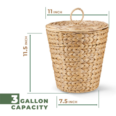 84ECO wicker trash can with liner simplifies cleaning and waste management.
