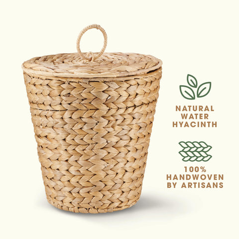 84ECO wicker trash can features a sturdy metal frame for lasting shape.