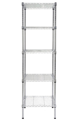 Finnhomy heavy-duty 5-tier wire shelving unit front view, durable chrome finish for versatile storage.