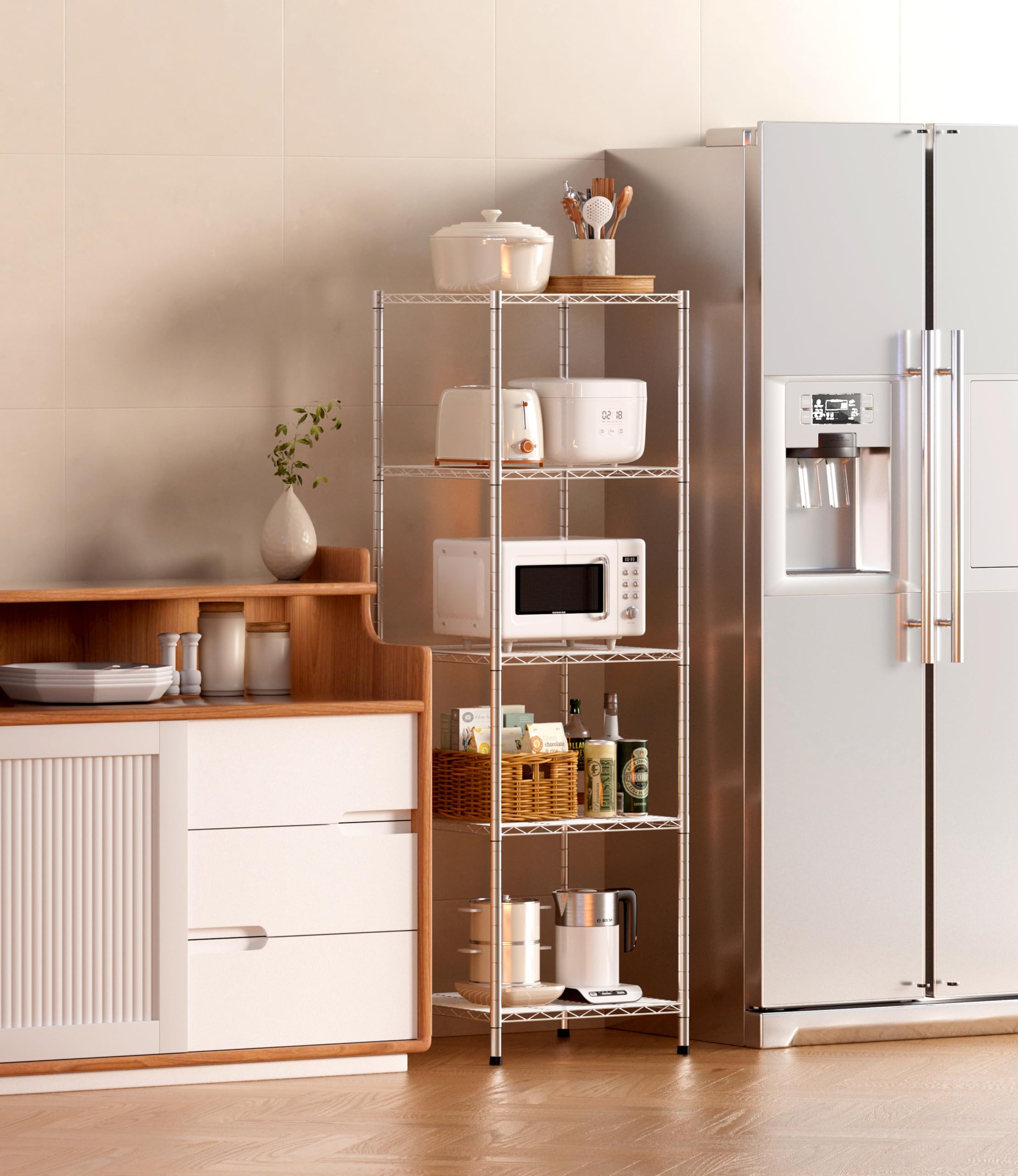 Finnhomy heavy-duty rack with removable shelves for easy cleaning.