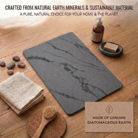 Pebble Nest mat placed in bathroom, highlighting versatile use in home spaces.