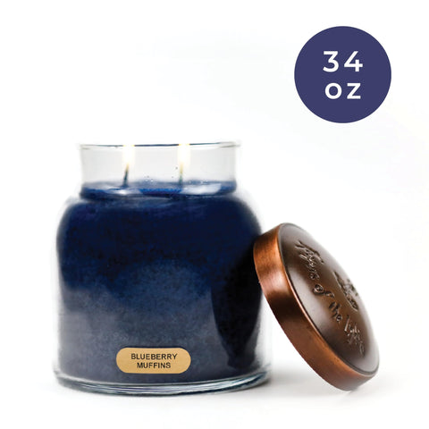 Blueberry Muffins jar with black lid closeup for display