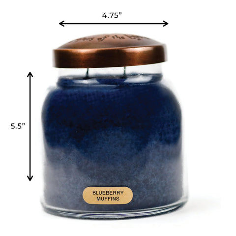 Homespun ribbon detail on Blueberry Muffins jar