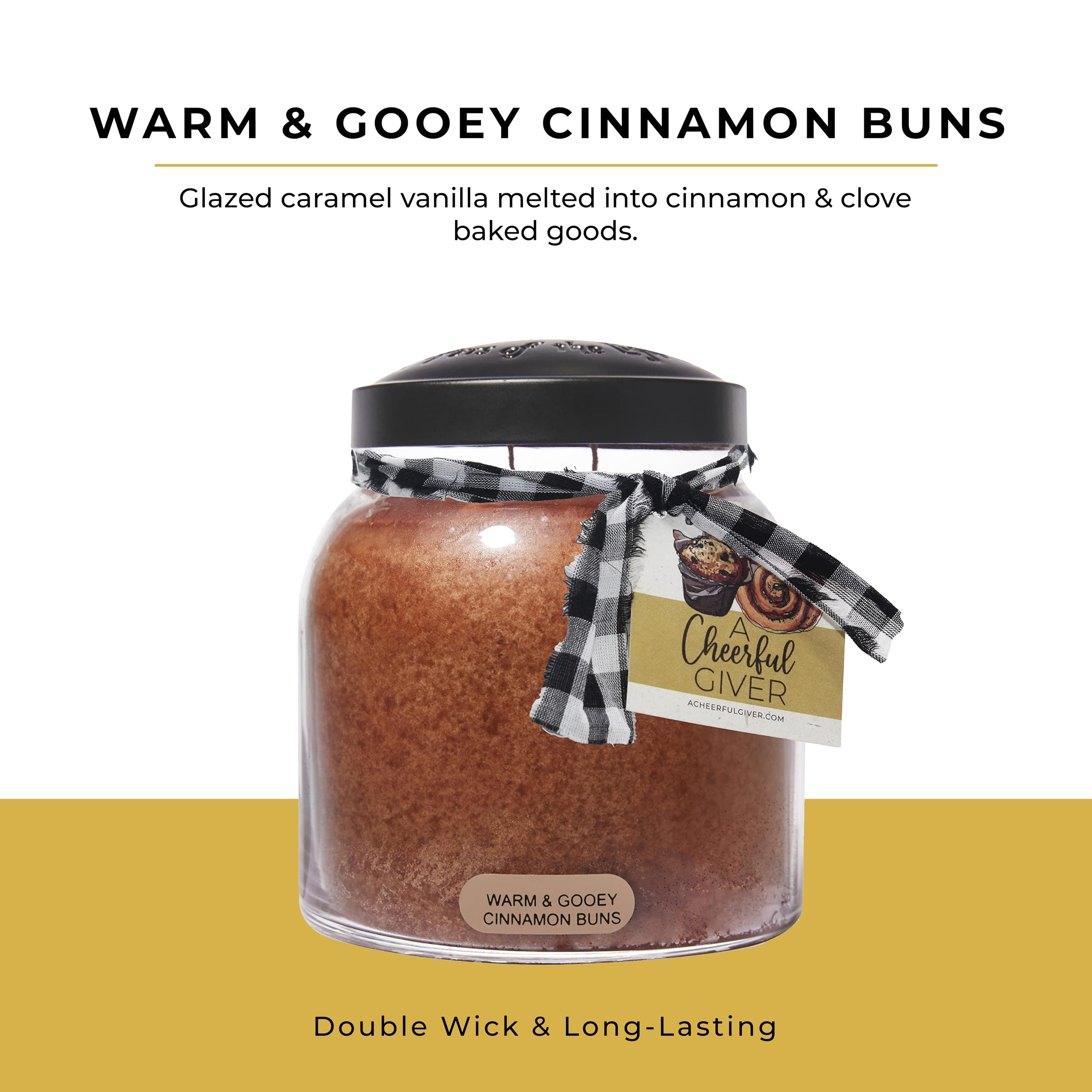A Cheerful Giver glass jar candle with black lid complements any room