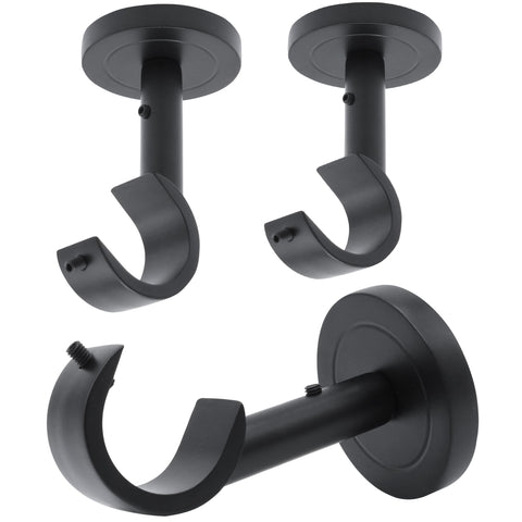 A Key Tech 3-pack heavy duty curtain rod brackets mounted on ceiling for a sleek look
