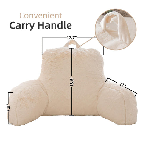 A Nice Night backrest on bed angled for upright reading and easy TV viewing.