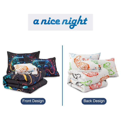 A Nice Night pillowcase two mirrors the theme for a coordinated kids’ room.