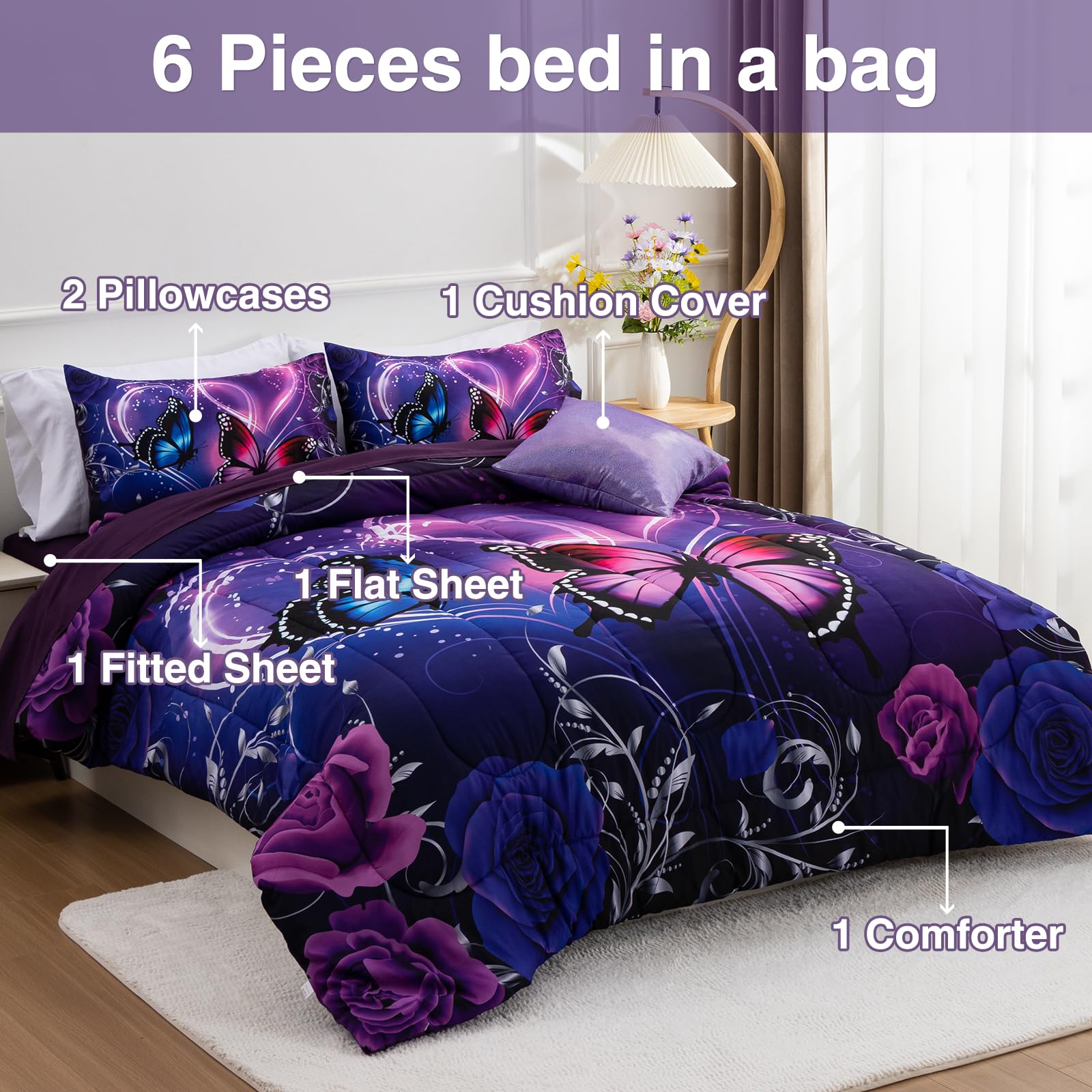 A Nice Night Dreamy butterfly 3D print comforter highlighted for vibrant nights