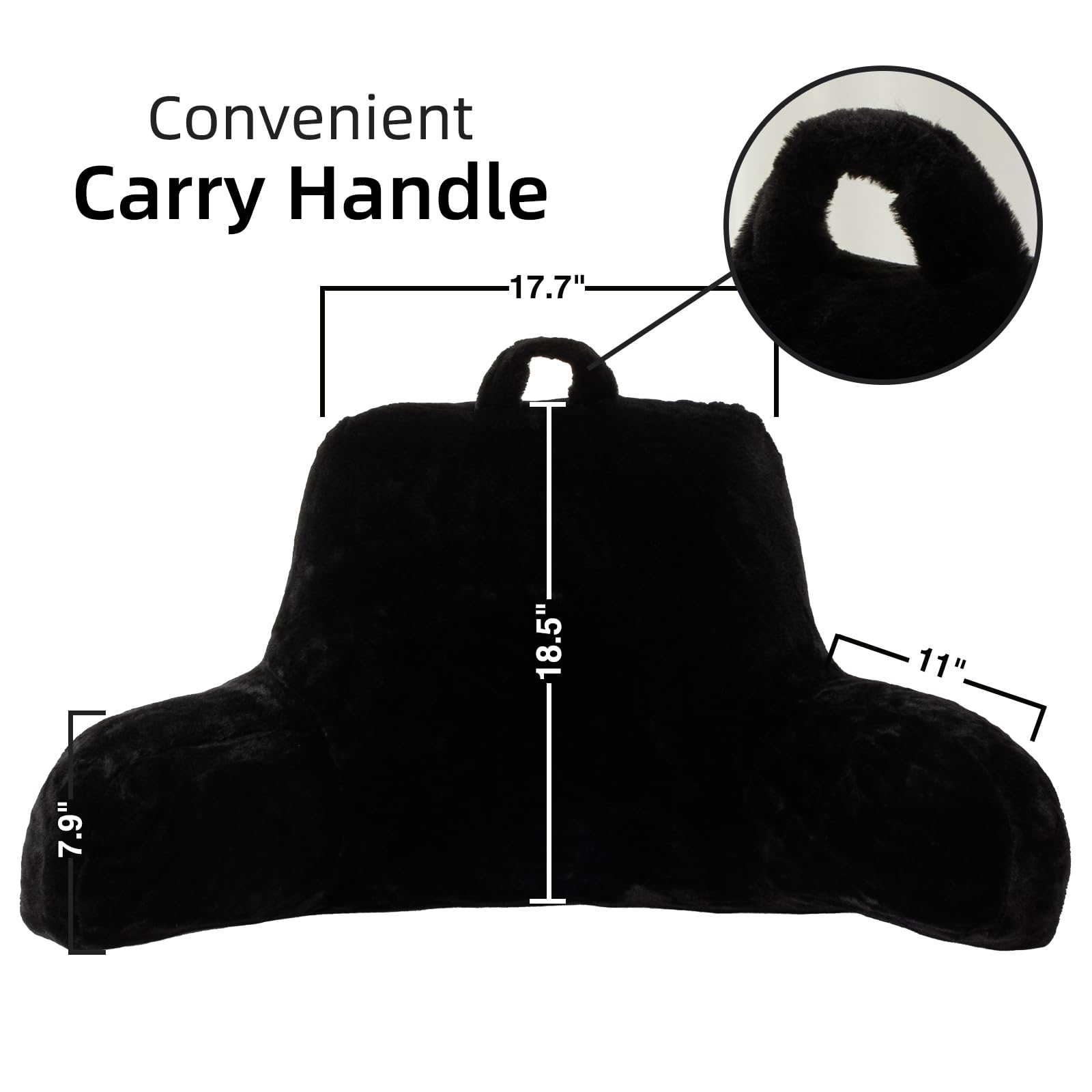A Nice Night reading pillow in black, side view for versatile lounging.