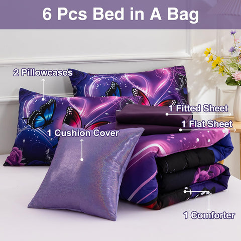 A Nice Night Full-size bedding on bed showing coordinated sheets and pillowcases