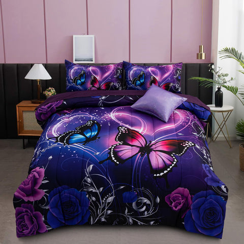 A Nice Night Galaxy twin bed set with 3D butterfly design on the comforter for dreamy nights