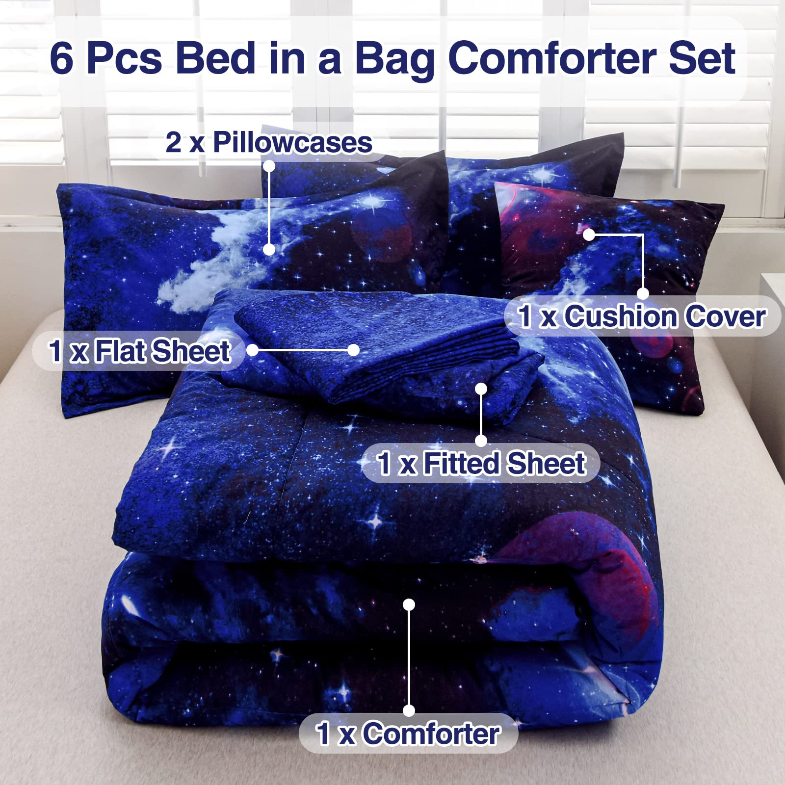 A Nice Night Galaxy complete set contents cover everything for a ready-made bed.