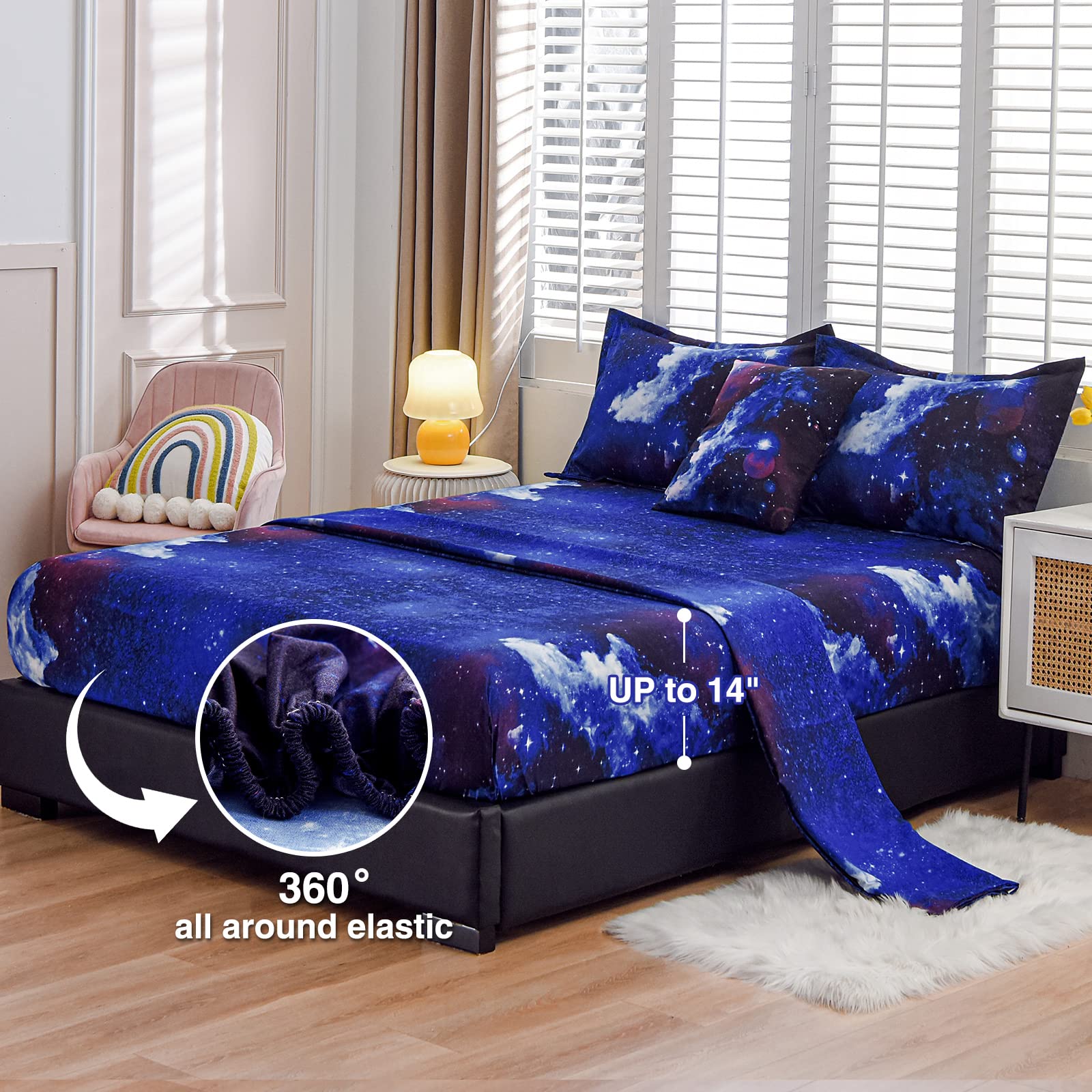 A Nice Night Galaxy soft microfiber offers breathable comfort and easy care nightly.