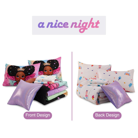 A Nice Night glitter cushion cover adds a sparkling room accent