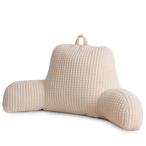 A Nice Night reading pillow backrest with arms offers sturdy support for reading.