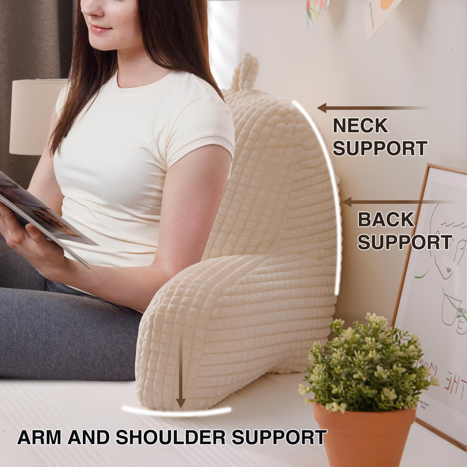 A Nice Night reading pillow includes a convenient side pocket for remotes and phones.