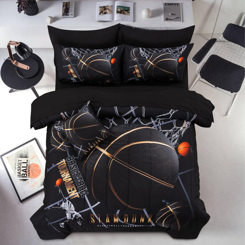A Nice Night slam dunk comforter features basketball print for teen bedrooms.