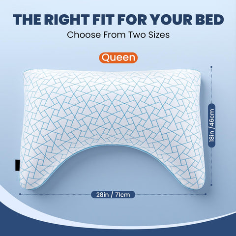 A-Pce ergonomic curved shape centers the head for neck relief