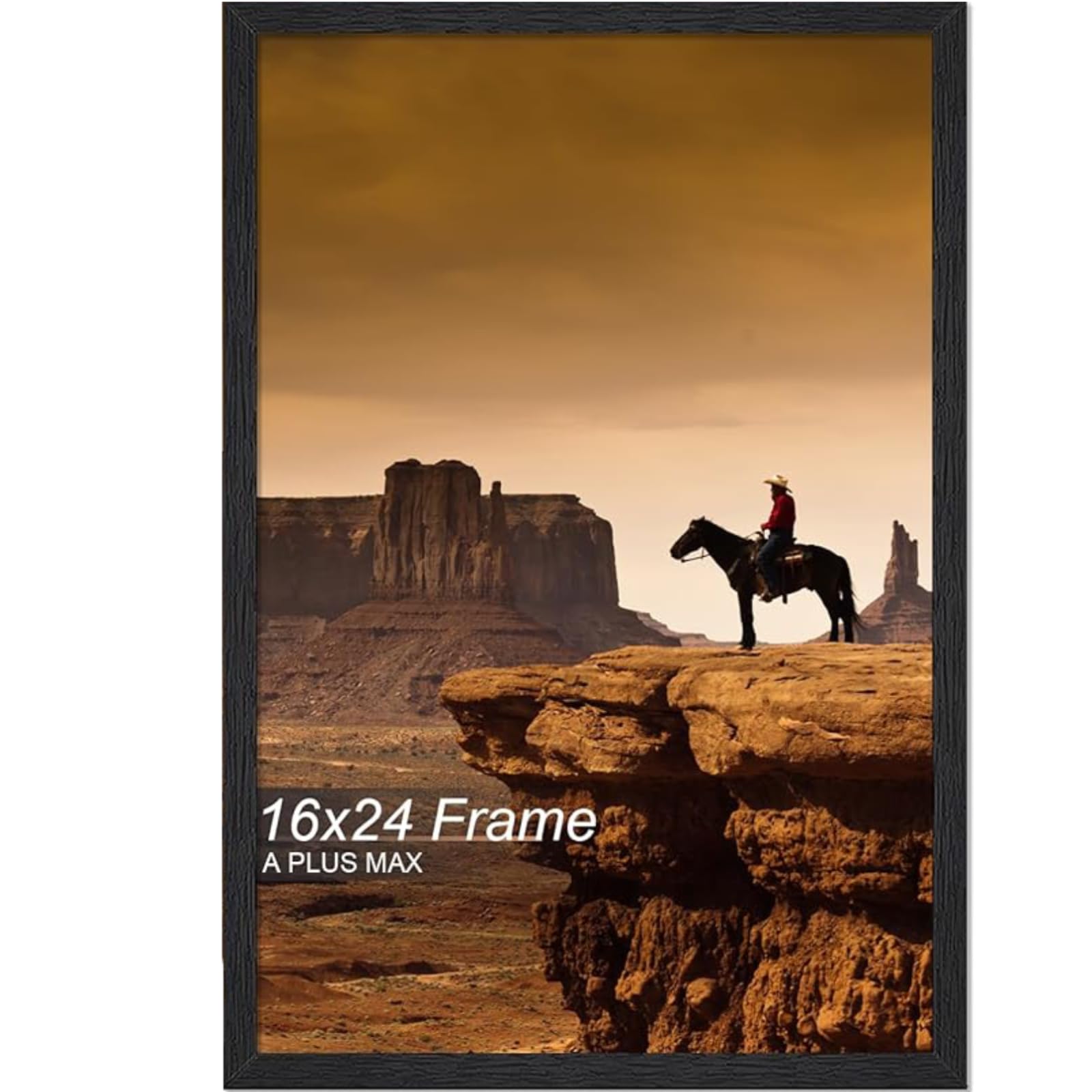 A PLUS MAX 16x24 frame front view in black engineered wood for wall display